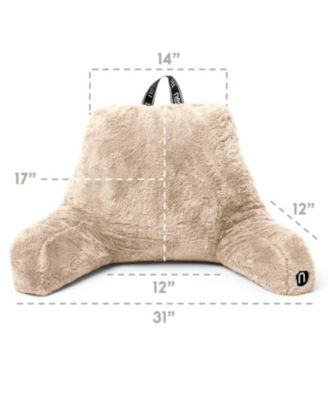 Faux Fur Supportive Backrest Reading Pillow for Adults & Kids - Blue