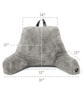 Faux Fur Supportive Backrest Reading Pillow for Adults & Kids - Blue