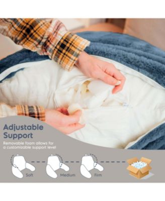 Faux Fur Supportive Backrest Reading Pillow for Adults & Kids - Blue