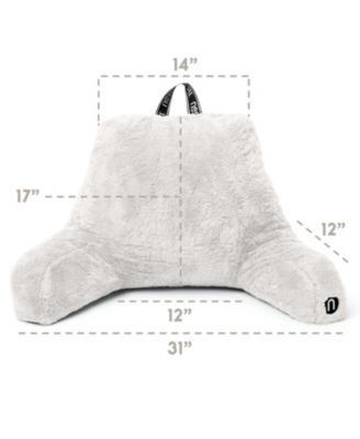 Faux Fur Supportive Backrest Reading Pillow for Adults & Kids - Blue