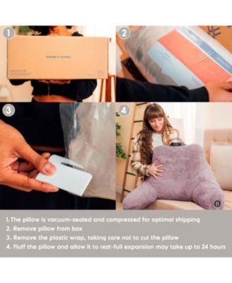 Faux Fur Supportive Backrest Reading Pillow for Adults & Kids - Blue