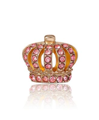 Crown Pendant Necklace & Stud Earrings Set - Pink Crystal Embellished