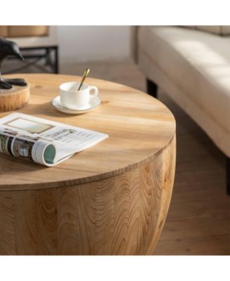 31.50"Vintage Style Bucket Shaped Coffee Table with storage function, for Office, Dining Room and Living Room