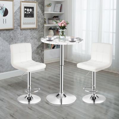 Set of 4 PU Leather Bar Stool Swivel Bar Chair w/ Adjustable Height