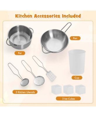 Pretend Play Kitchen for Kids Toddler Aged 3+ Wooden Toy Set with Range Hood