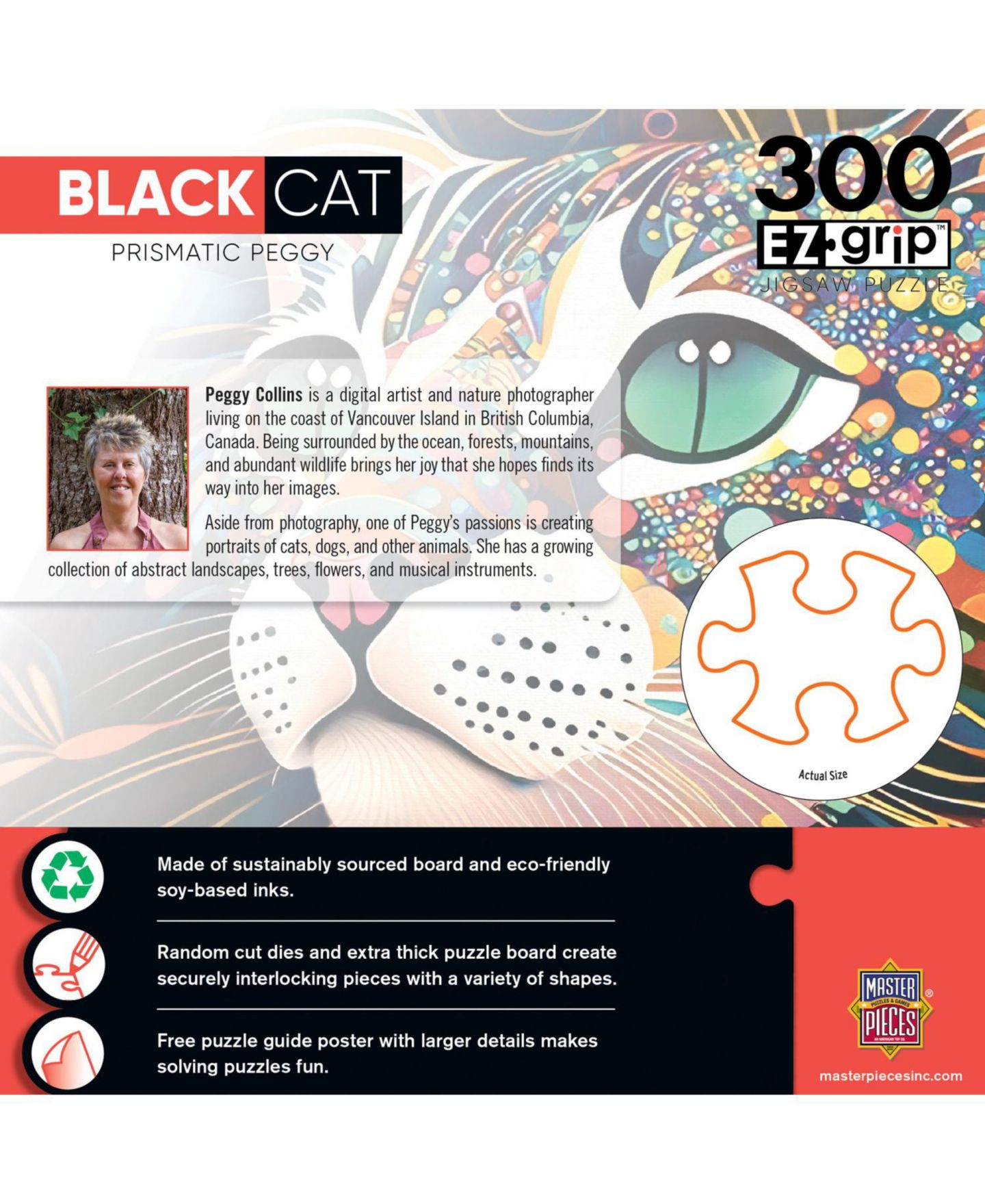 Детский пазл MasterPieces Puzzles Prismatic Peggy Black Cat 300-Piece Easy-to-Grip Jigsaw Puzzle, Ages 11+ — фото 3