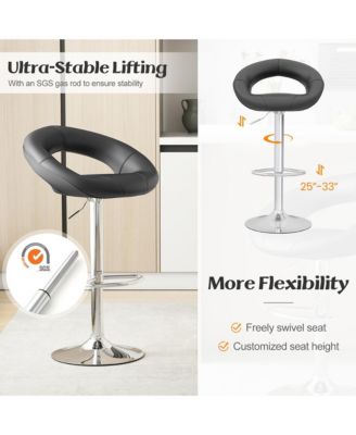 Set of 4 Adjustable Bar Stools Swivel Pub Chairs Barstools PU Leather