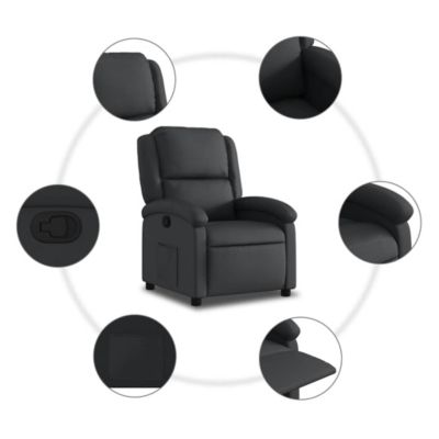 1 piece Real Leather Black Recliner Chair