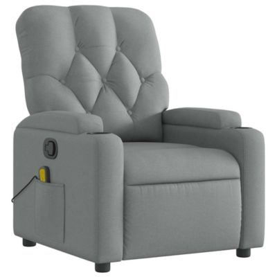 Massage Recliner Chair Light Gray Fabric