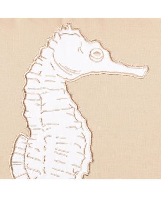 Seaside Seahorse Applique Accent Throw Pillow Decor