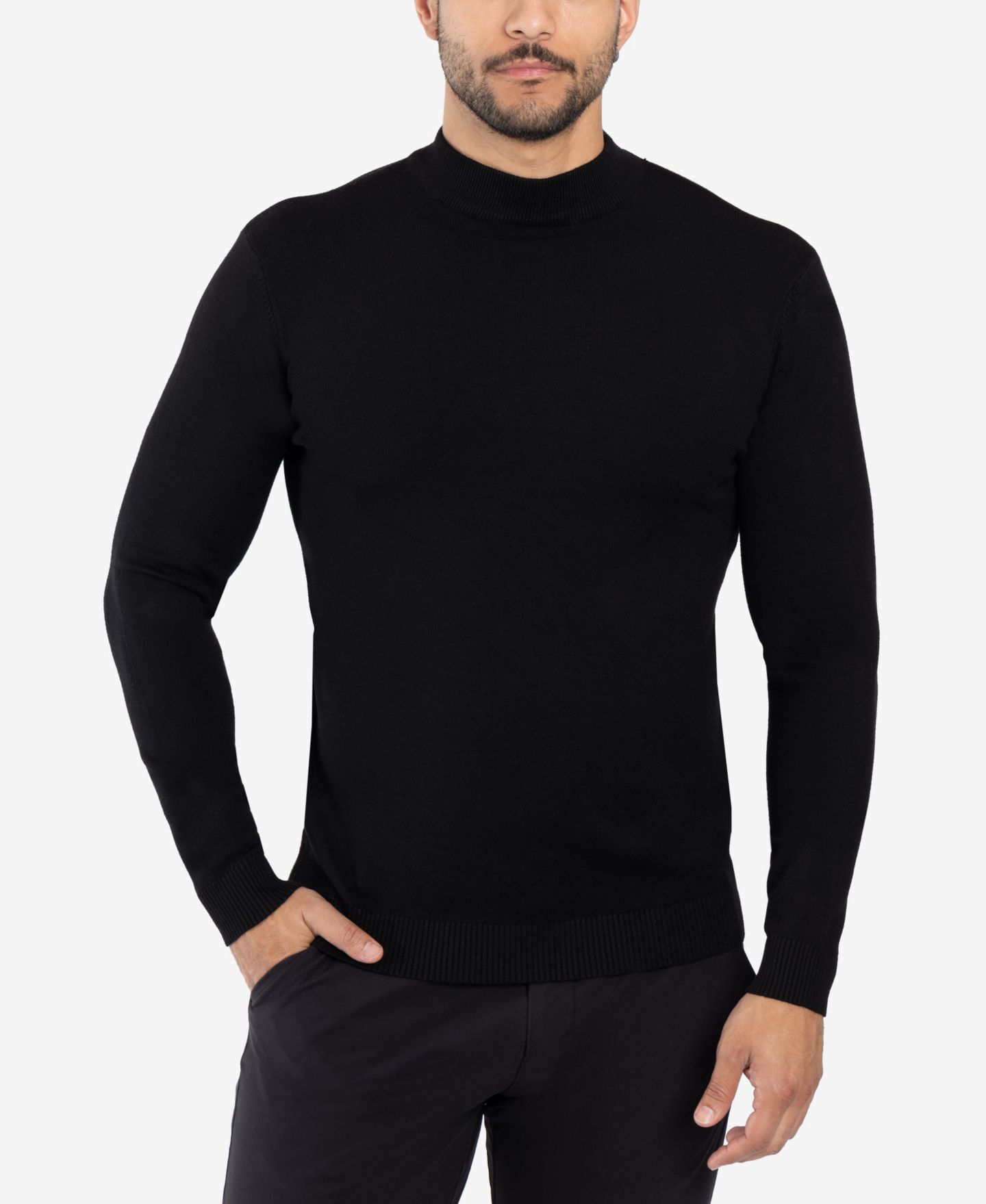 Мужской свитер XRAY Big & Tall Mock Neck, цвет: Чёрный — фото 1