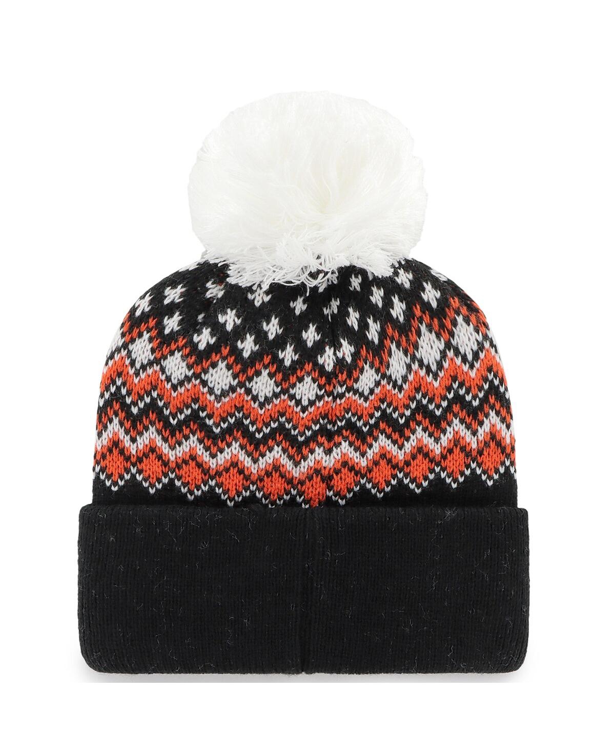47 BRAND WOMEN'S BLACK CINCINNATI BENGALS ELSA CUFFED KNIT HAT WITH POM 