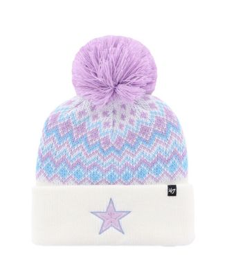 '47 Brand - Big Girls White Dallas Cowboys Elsa Cuffed Knit Hat with Pom