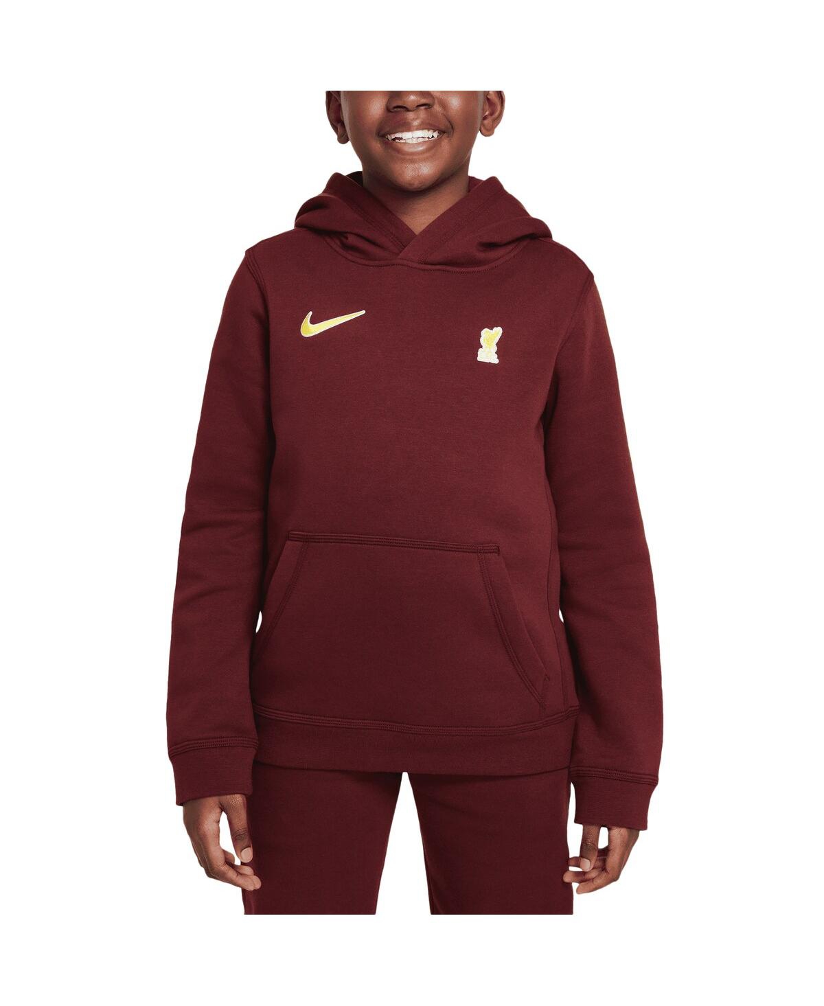 Shop Nike Big Boys And Girls Red Liverpool Club Pullover Hoodie In Maroon