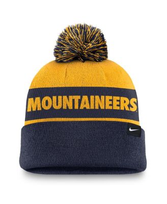Men's Gold/Navy West Virginia Mountaineers Primetime Peak Cuffed Knit Hat with Pom