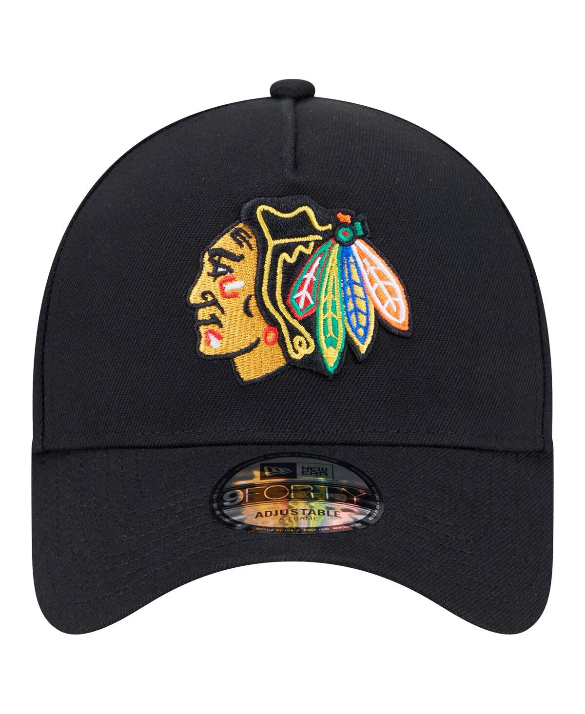 NEW ERA MEN'S BLACK CHICAGO BLACKHAWKS CORE A-FRAME 9FORTY ADJUSTABLE HAT 