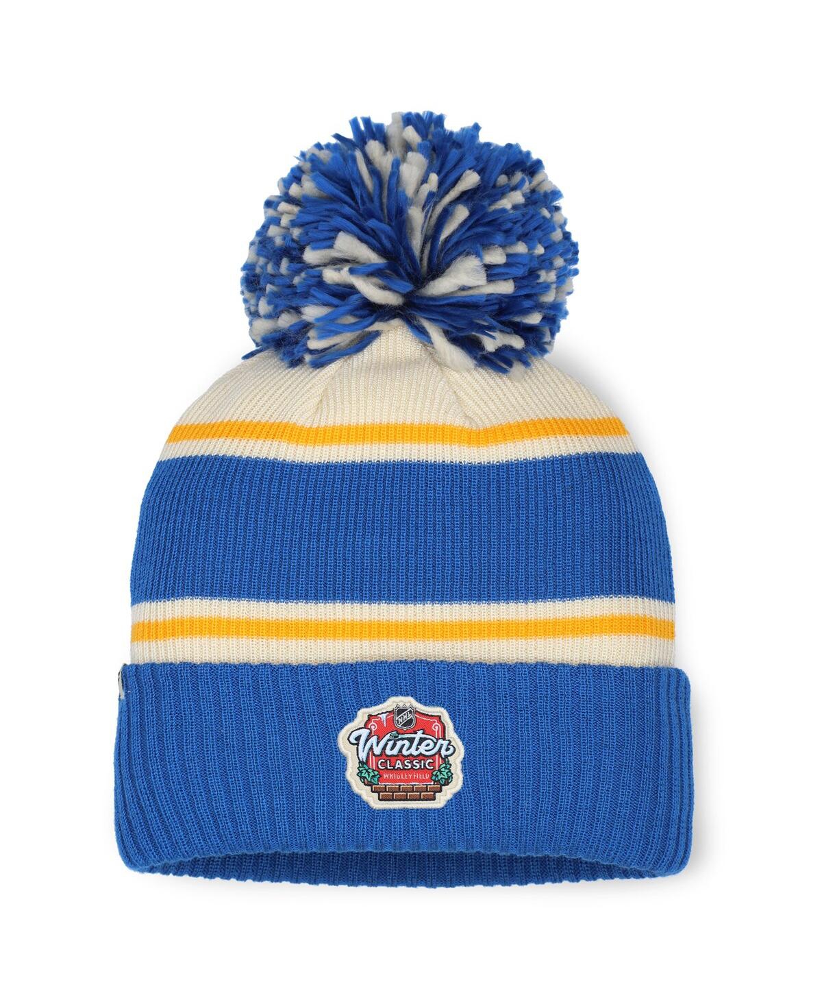 Fanatics Women's Blue/cream St. Louis Blues 2025 Nhl Winter Classic Cuffed Knit Hat With Pom In Blue,cream