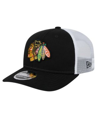 New Era - Men's Black Chicago Blackhawks Core Trucker 9SEVENTY Stretch-Snap Hat