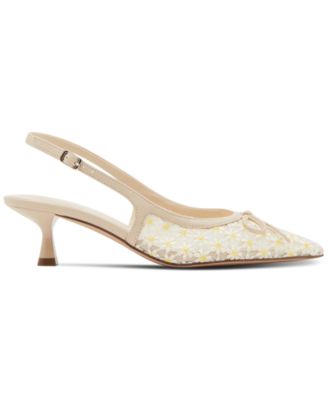 Vogue-M Kitten-Heel Slingback Bow Pumps