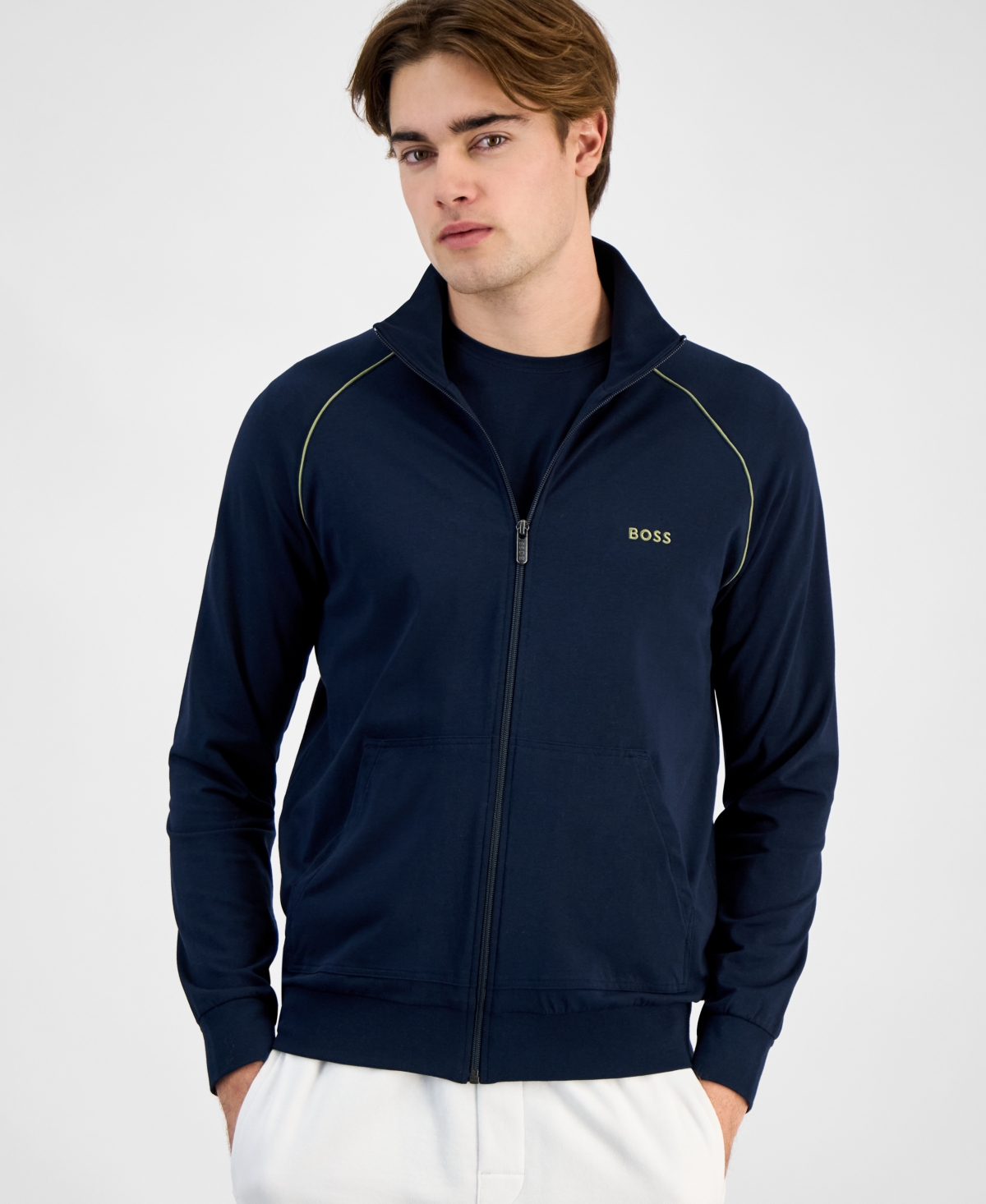 Hugo Boss By  Men's Mix & Match Full-zip Pajama Track Jacket In Blue