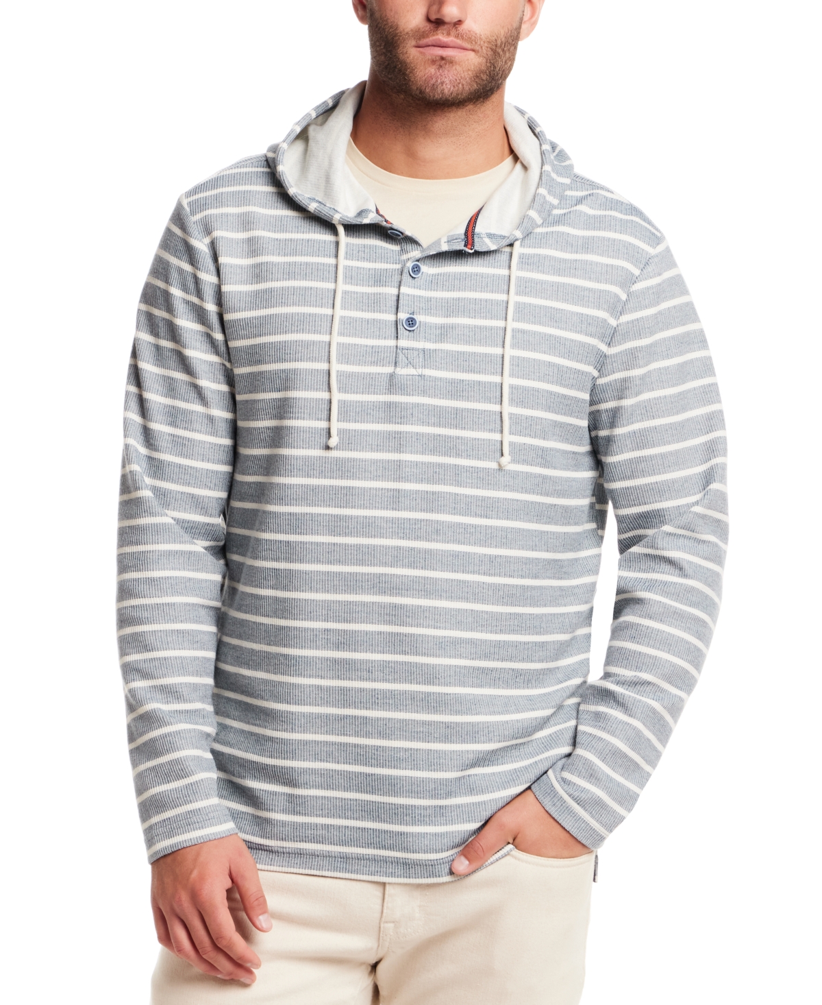 Men's Stripe Button Hoodie - Tea Leaf