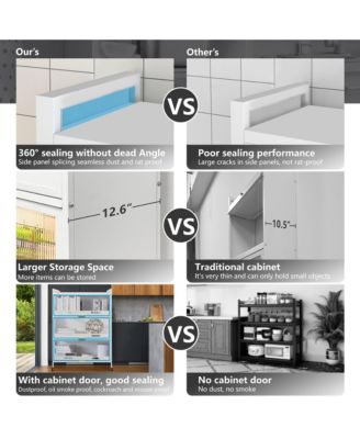 3 Door Accent Cabinet, 4 Tier Kitchen Organizer Shelf, White