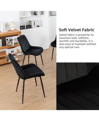  Set of 2  Tufted Velvet Upholstery, Metal Frame   Mid-Century Style, Upholstered Seat Dining Side Chairs