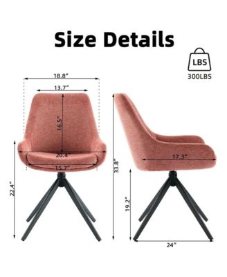 Swivel Dining Chairs Set of 2, Mid Century Modern Dining Room Chairs with Metal Frame, Linen Upholstered Back Side Chair