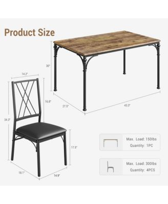 Dining Table Set for 4, Modern Kitchen Table and Chairs Set of 4,Designed to Comfortably Accommodate 4 to 6 People, Perfect for Small Spaces Like Apartments