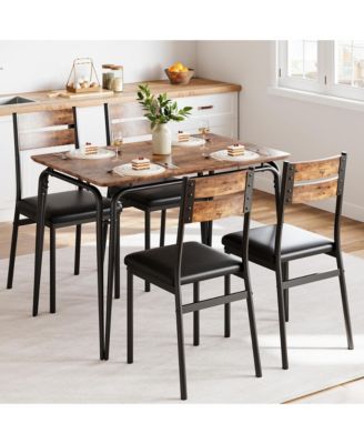 Dining Table for 4, Small Table and Chairs Set of 4, Square Dinette Set for 4, Dinner Table Set, 5 Piece Kitchen & Dining Room Sets for Small Space, Apartment