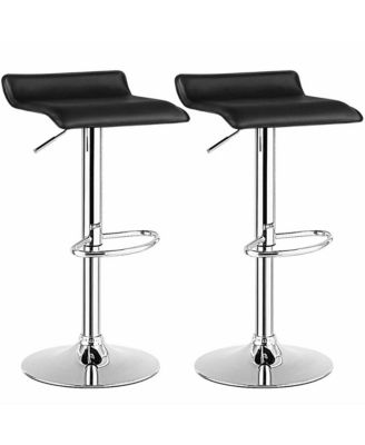 Set of 2 Swivel Bar Stool PU Leather Adjustable Kitchen Counter Bar Chairs Black