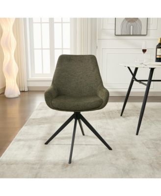 Linen Upholstered Swivel Side Chair, Mid Century Modern Dining Chairs with Metal Frame, Set of 1
