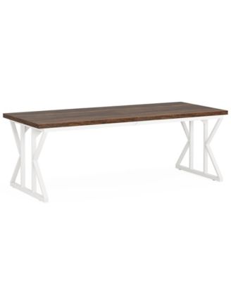 Farmhouse Dining Table for 6-8 People, 78.7-Inch Rectangular Wood Dining Table, Rustic Kitchen Table with Heavy Duty Metal Legs