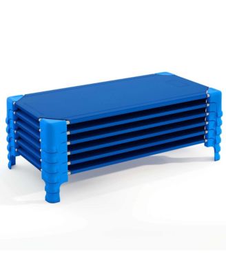 6 Pack Stackable Daycare Cots with Easy Lift Corners Heavy-Duty Metal Frame Kids