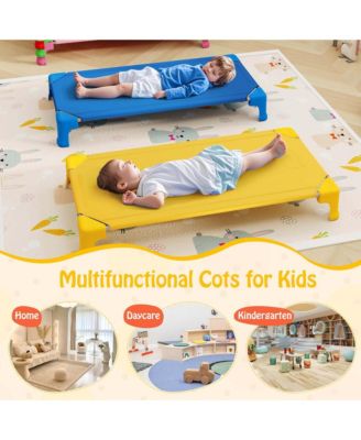 6 Pack Stackable Daycare Cots with Easy Lift Corners Heavy-Duty Metal Frame Kids