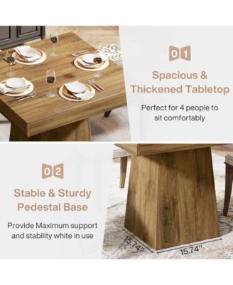 Square Dining Table for 4, 31.5-Inch Kitchen Table Small Dinner Table with Sturdy Pedestal Base, Farmhouse Dining Room Table