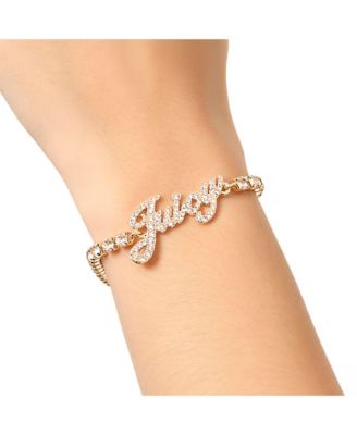 Crystal Tennis Bracelet with Signature Script Logo Charm