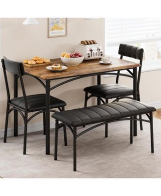 Dining Table Set for 4, Kitchen Table with Upholstered Bench and 2 Chairs, Kitchen Table and Chairs Set, for Small Space, Apartment, Home, Kitchen