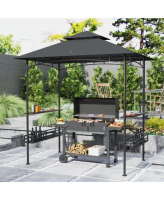 8' x 5' Grill Gazebo, 2-Tier Outdoor BBQ Gazebo, Dark