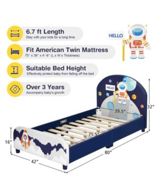 Kids Upholstered Platform Bed with Headboard and Footboard Design