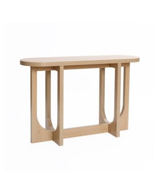 Natural Finish MDF Wood 47-Inch Long Oval Console Table