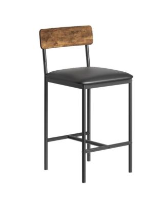 Bar Stools Set of 2, Upholstered Counter Height Bar Stools with Backrest and Footrest, Kitchen Barstools for Island, Counter Bar, Easy Assembly