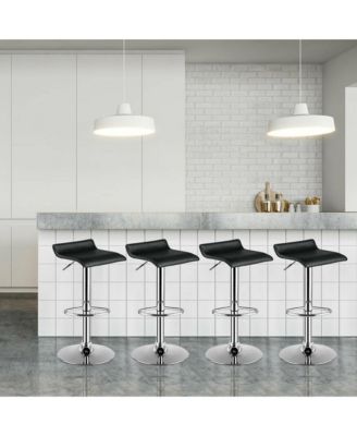 Set of 4 Swivel Bar Stool PU Leather Adjustable Kitchen Counter Bar Chairs Black