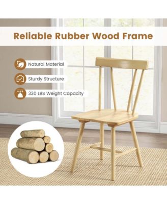 Dining Chairs Set of 2 Windsor Chairs Wood Armless Chairs with Solid Rubber Wood