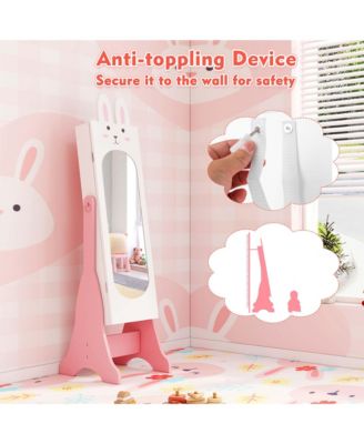 Kids Vanity Set Princess Makeup Dressing Table and Chair Set with Jewelry Armoire