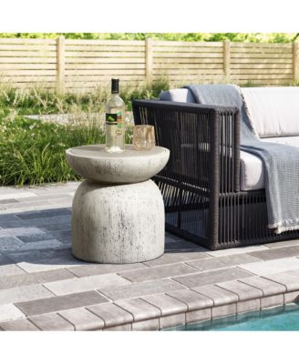 Rustic Indoors and Outdoors Round 15.75-Inch Tall MgO Side Table