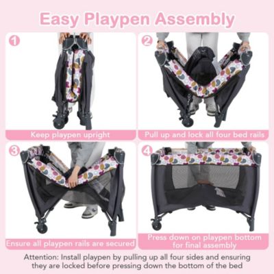 Boys 4 in 1 Convertible Portable Playard Newborn Napper