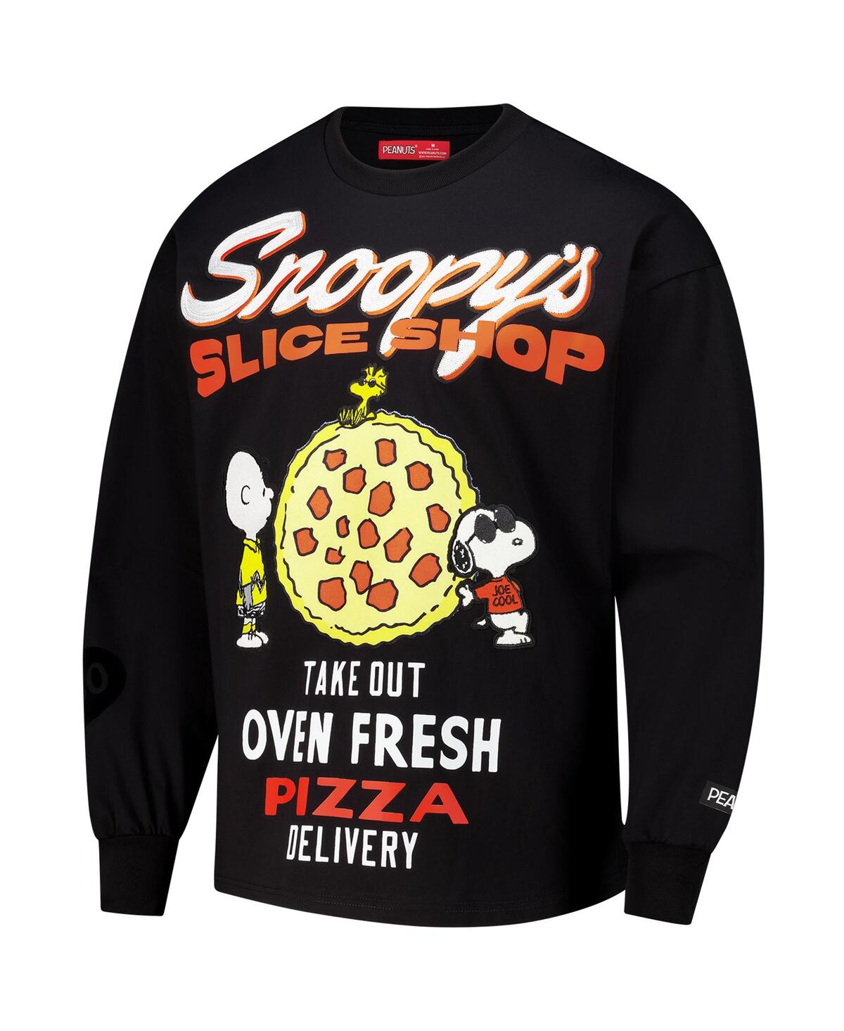 Freeze Max Men's Black Peanuts Drop Shoulder Long Sleeve T-shirt In Black