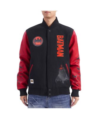 Men's Black/Red Batman Comics Signal Full-Zip Varsity Jacket