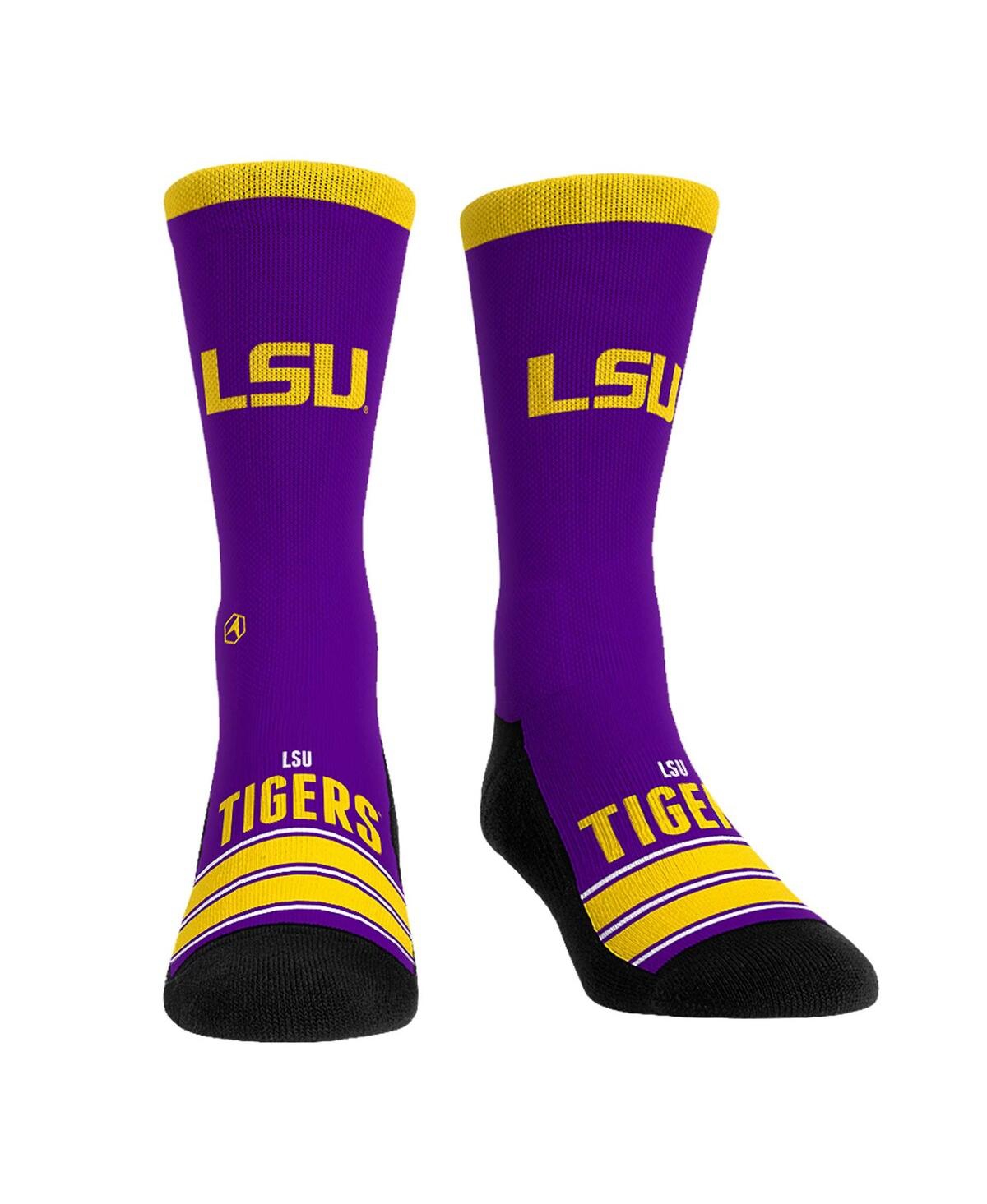 Rock 'em Men's And Women's Lsu Tigers Gametime Stripe Crew Socks In Purple